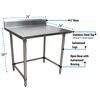 Bk Resources Stainless Steel Work Table With Open Base, 5" Rear Riser 24"Wx24"D VTTR5OB-2424